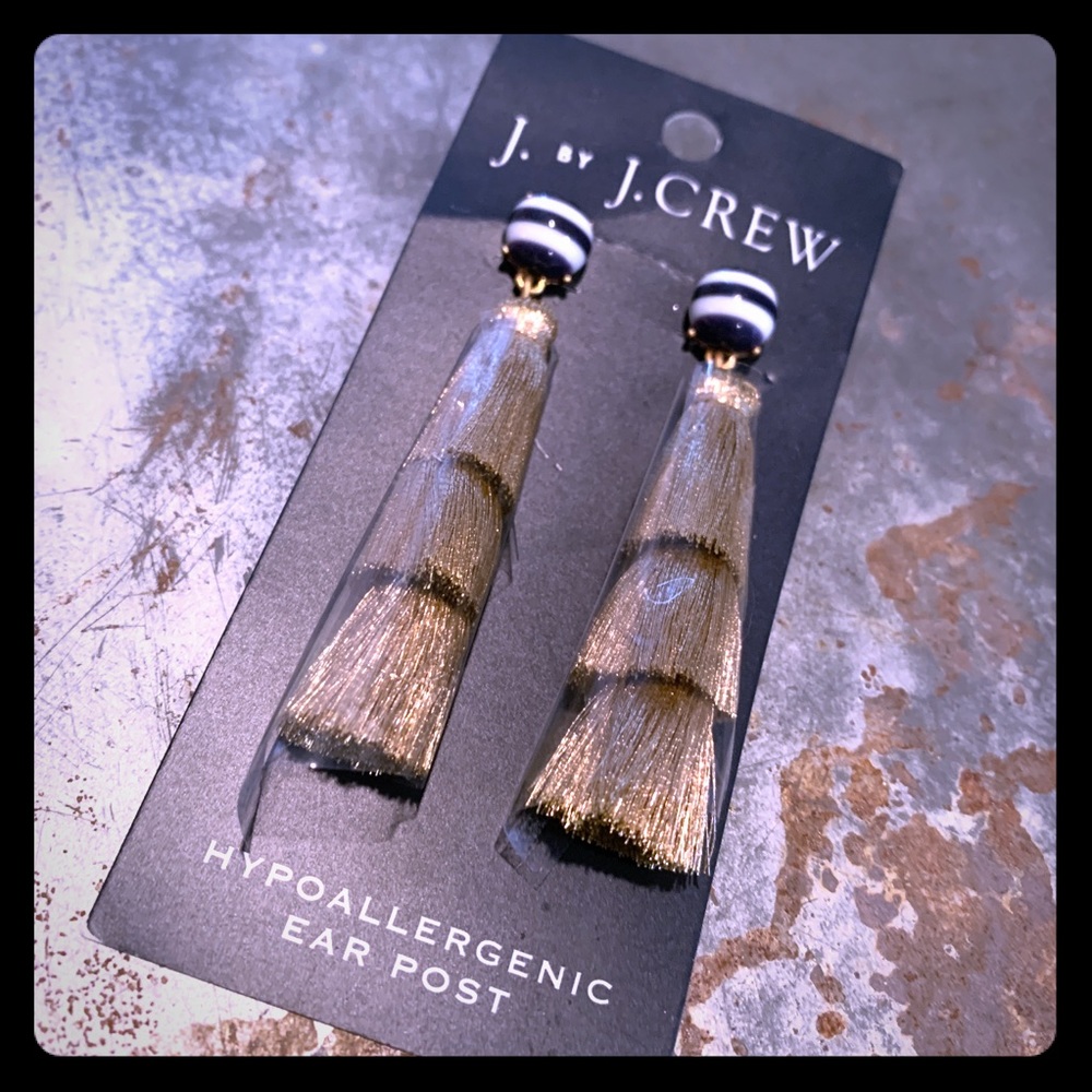 J. Crew gold and navy earrings